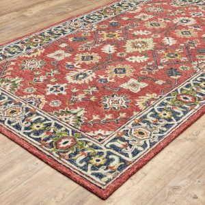 Willow Oaks Red Wool Border Rug