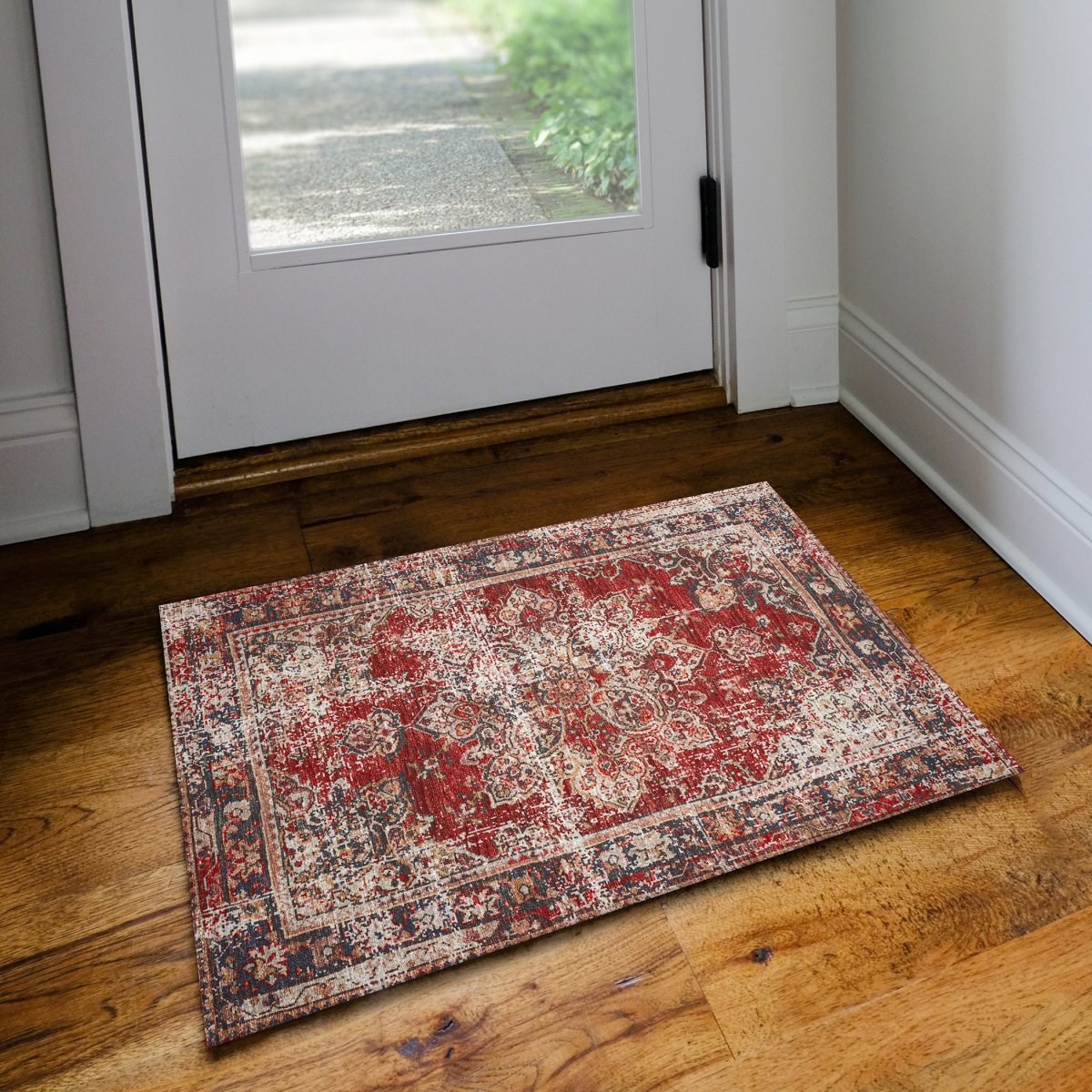 Jericho Red Polyester Area Rug - Image 6