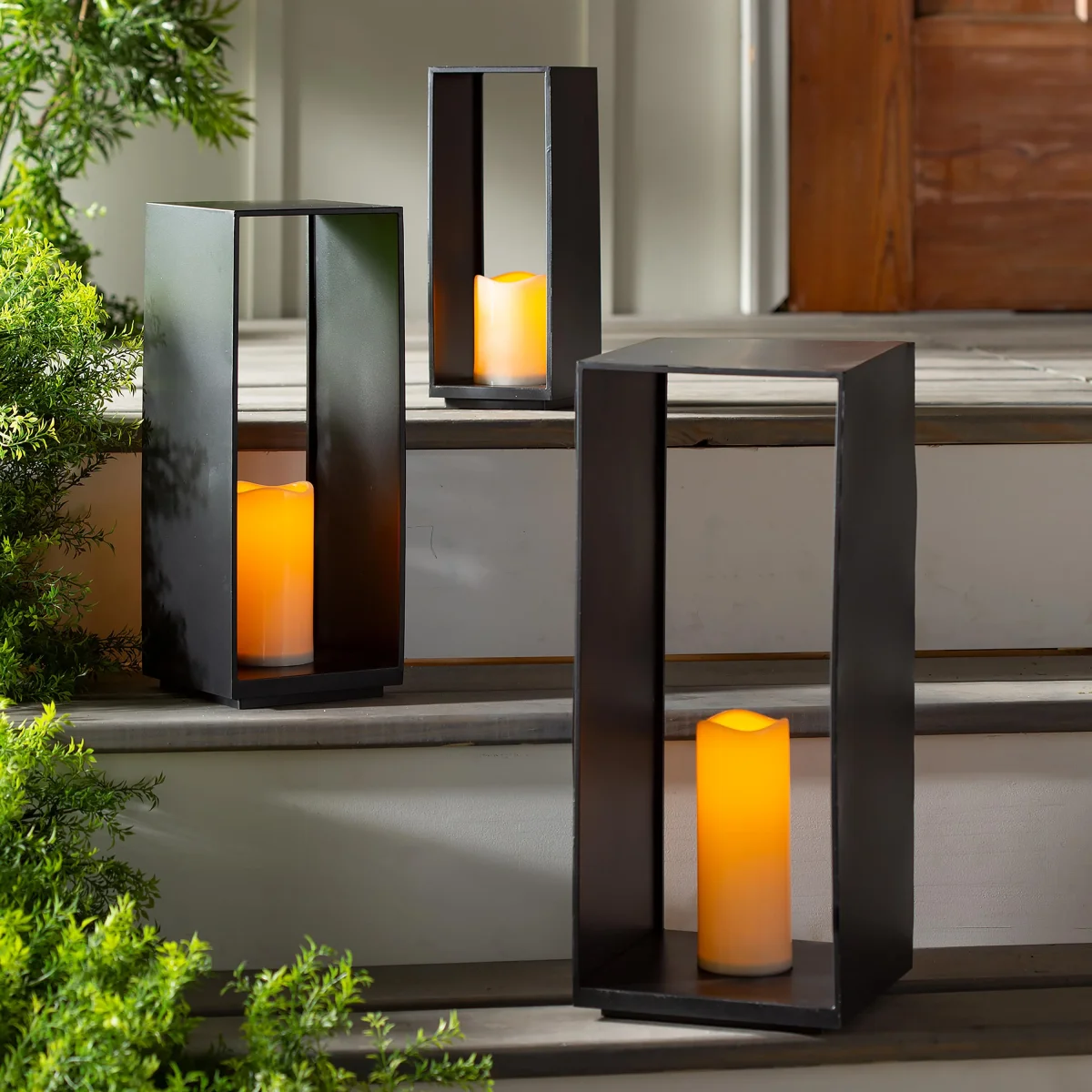 12.5" Rectangle LED Candle Lantern - Image 3