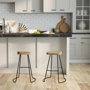 Saga Counter Stool, Black Base, Set of 2, 25"