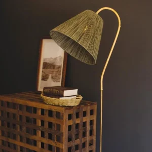 Rattan Wrapped Floor Lamp with Raffia Shade
