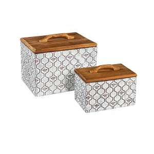 Embossed Honeycomb Storage Boxes, Set of 2