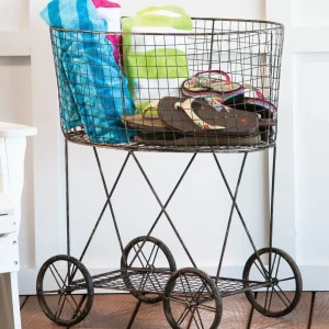 Metal Wire Basket On Wheels