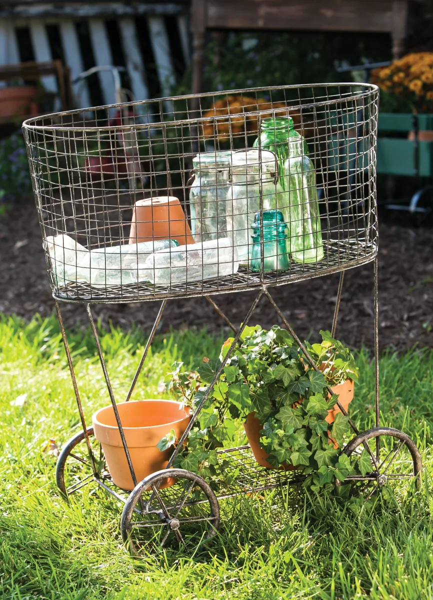 Metal Wire Basket On Wheels - Image 3