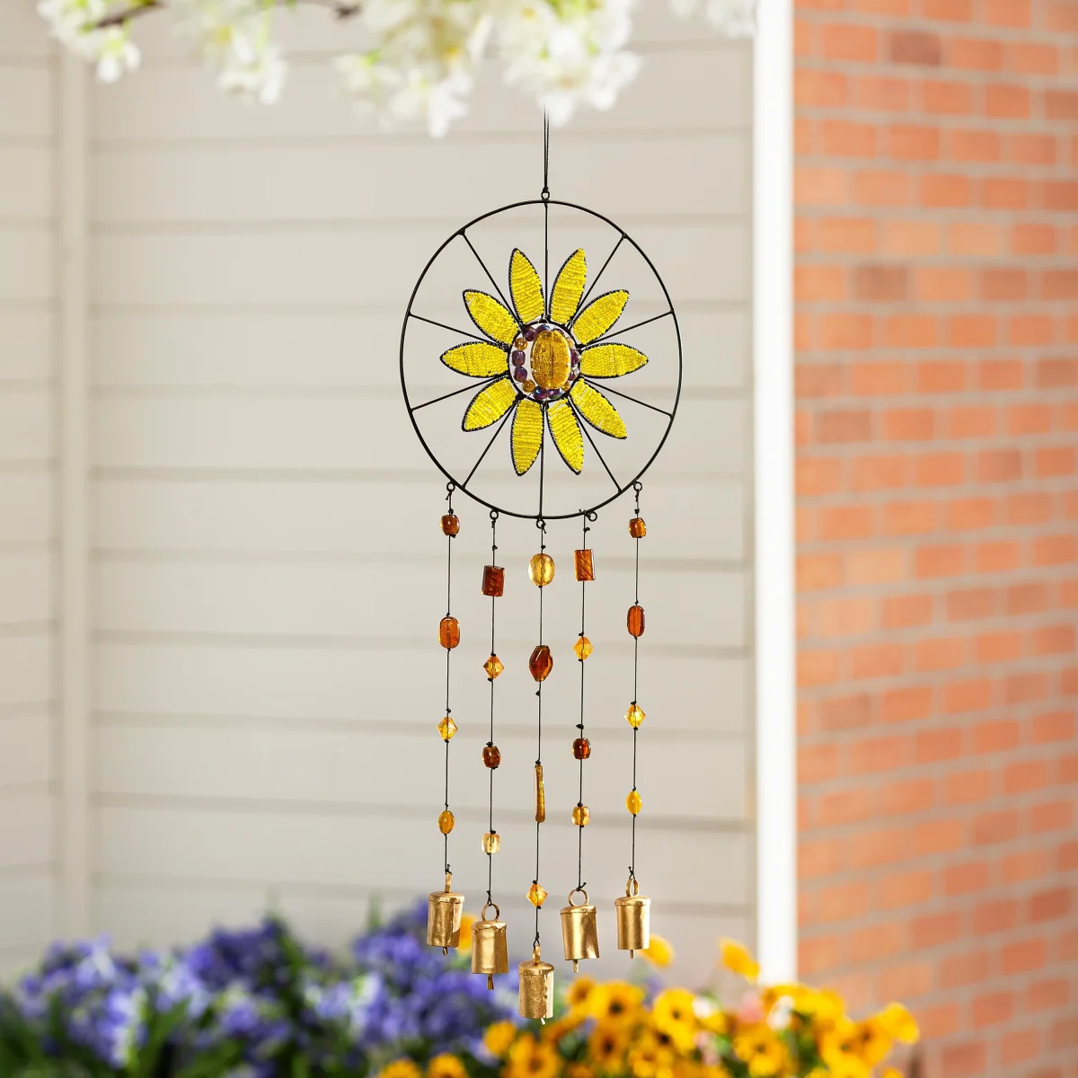 Sunflower Beaded Glass Wind Chime