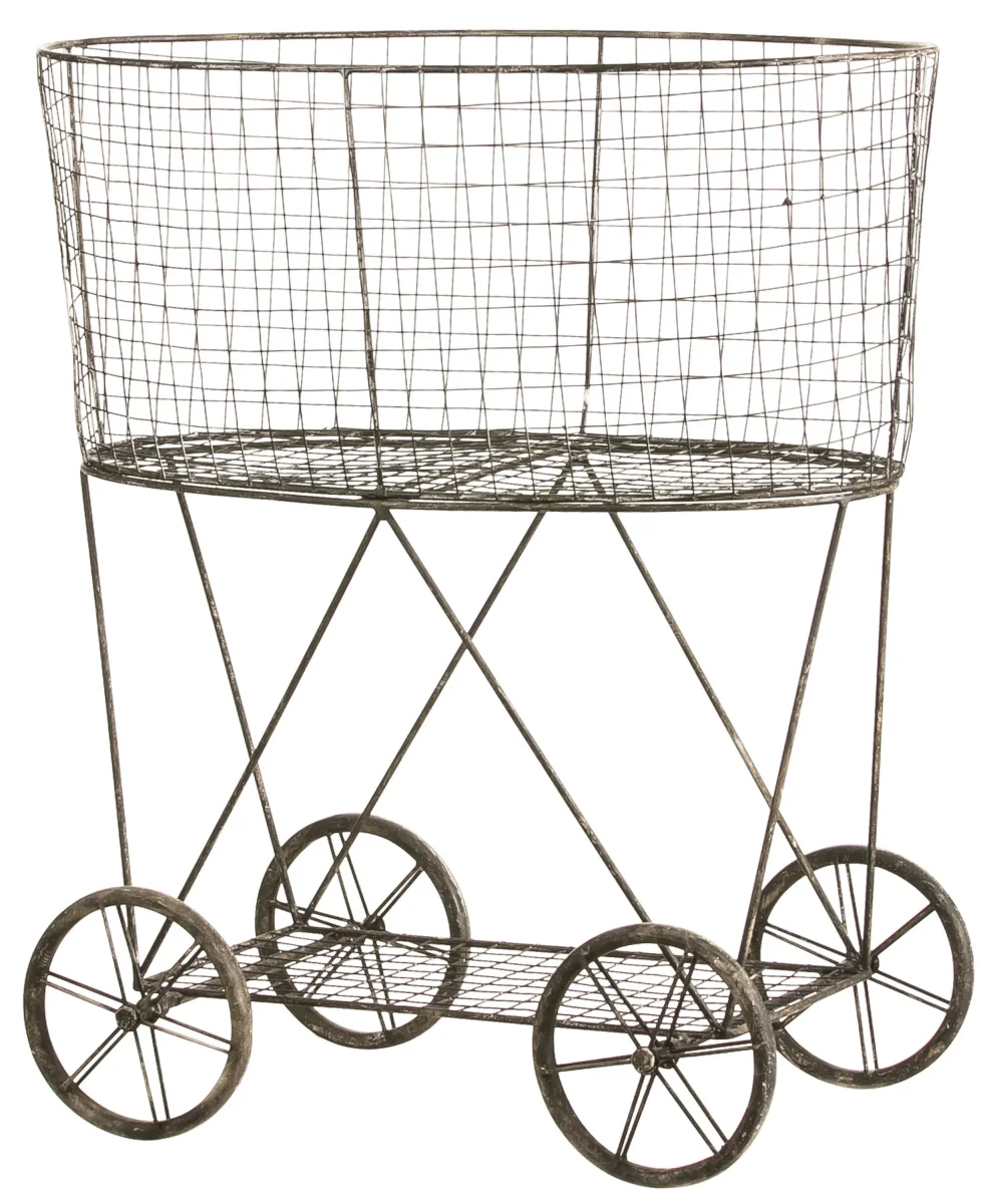 Metal Wire Basket On Wheels - Image 4