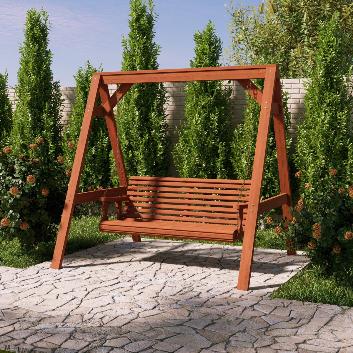 Amish Casual Heavy Duty Roll Back Swing with A-Frame Stand - Image 2