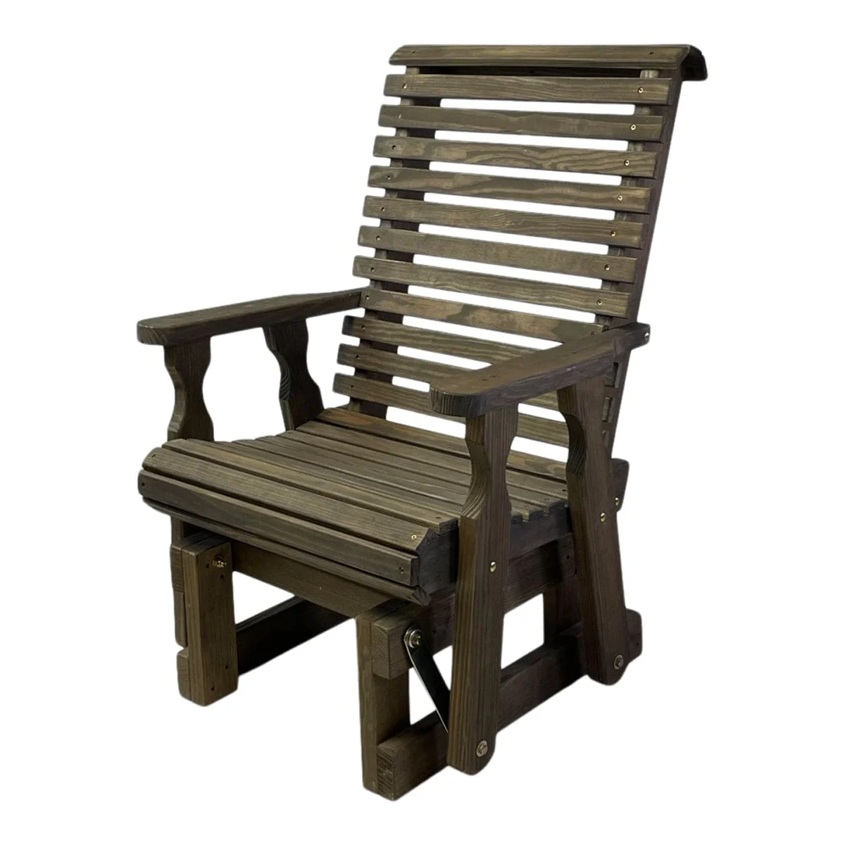 Amish Casual Heavy Duty 600 Lb High Back Roll Back Treated Glider Chair - Image 5